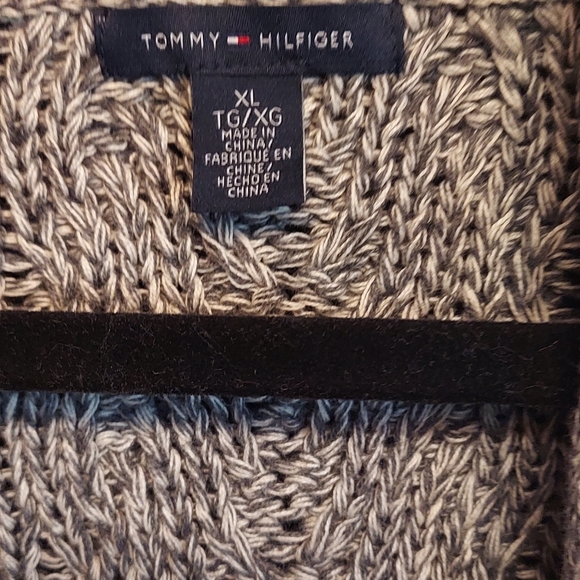 Tommy Hilfiger short sleeve grey tweed fashion layering sweater xl - Picture 2 of 4